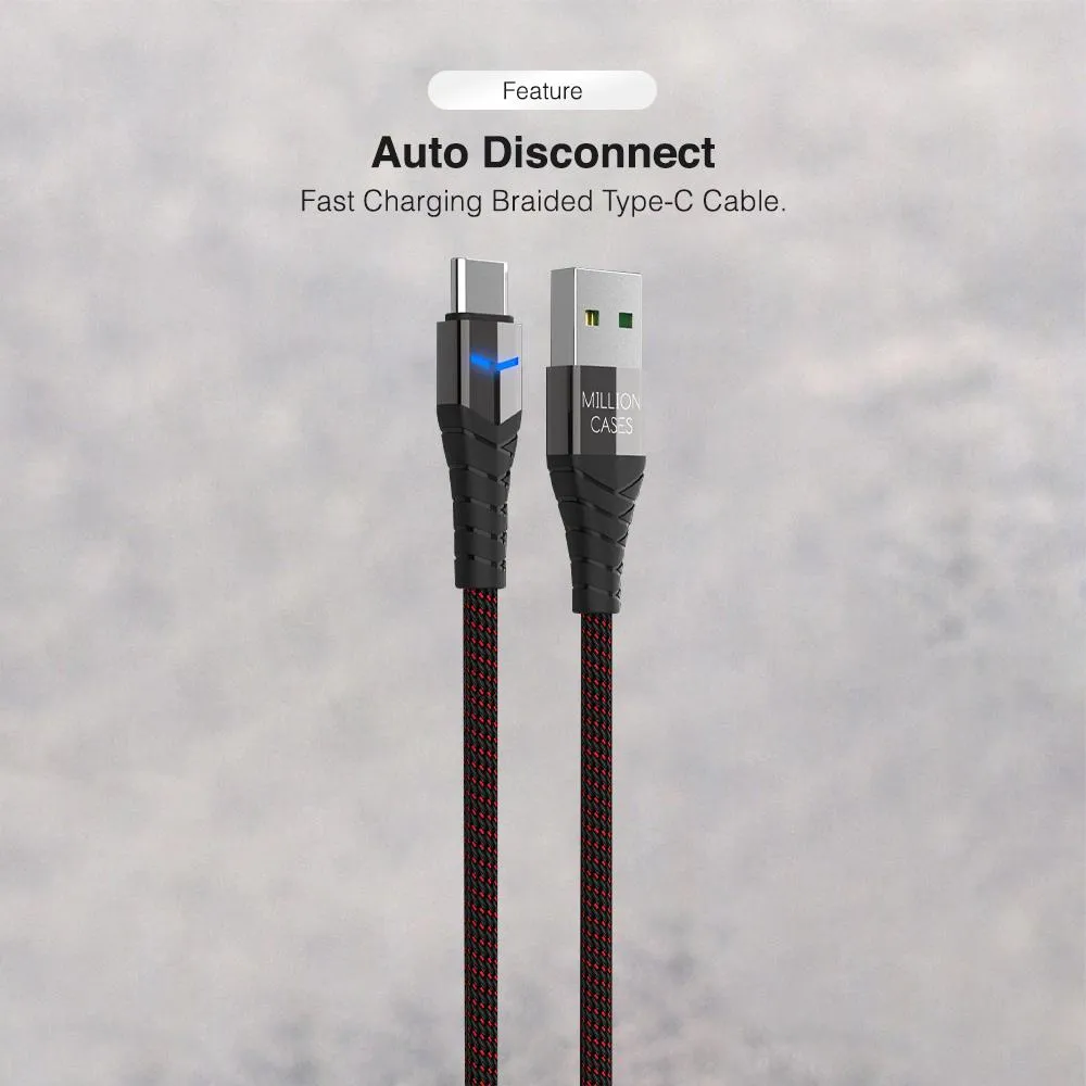 Million Cases Auto Disconnect Fast Charging Braided Type-C Cable