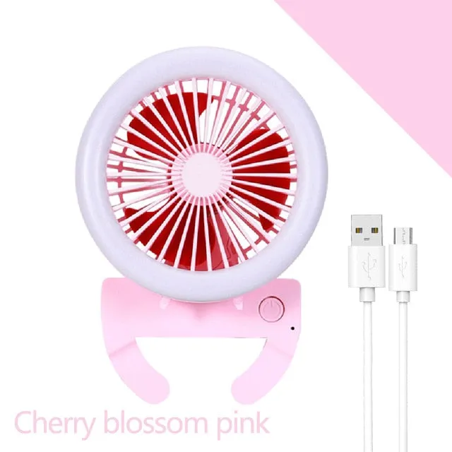 Mini Selfie LED Ring Light With Portable Electric Fan (Mounts onto any Mobile Phone)