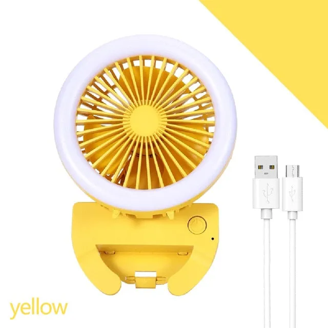 Mini Selfie LED Ring Light With Portable Electric Fan (Mounts onto any Mobile Phone)