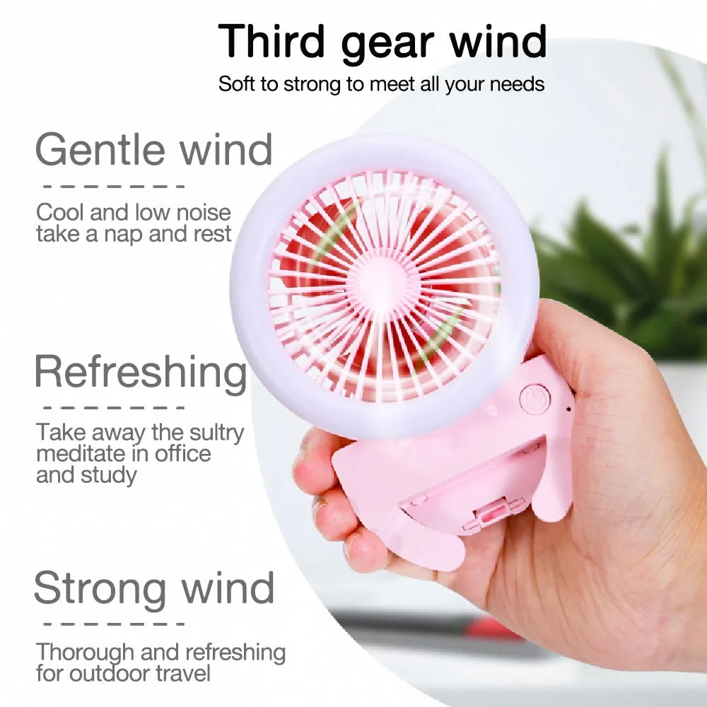 Mini Selfie LED Ring Light With Portable Electric Fan (Mounts onto any Mobile Phone)