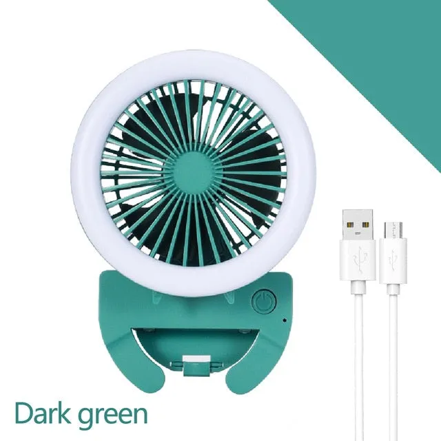 Mini Selfie LED Ring Light With Portable Electric Fan (Mounts onto any Mobile Phone)