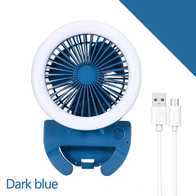 Mini Selfie LED Ring Light With Portable Electric Fan (Mounts onto any Mobile Phone)