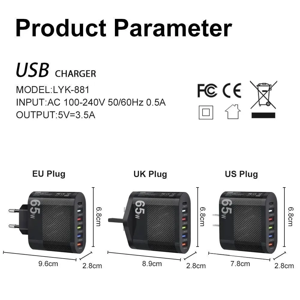 Mobile Phone Charger | Fast Charging | 5USB Type-C