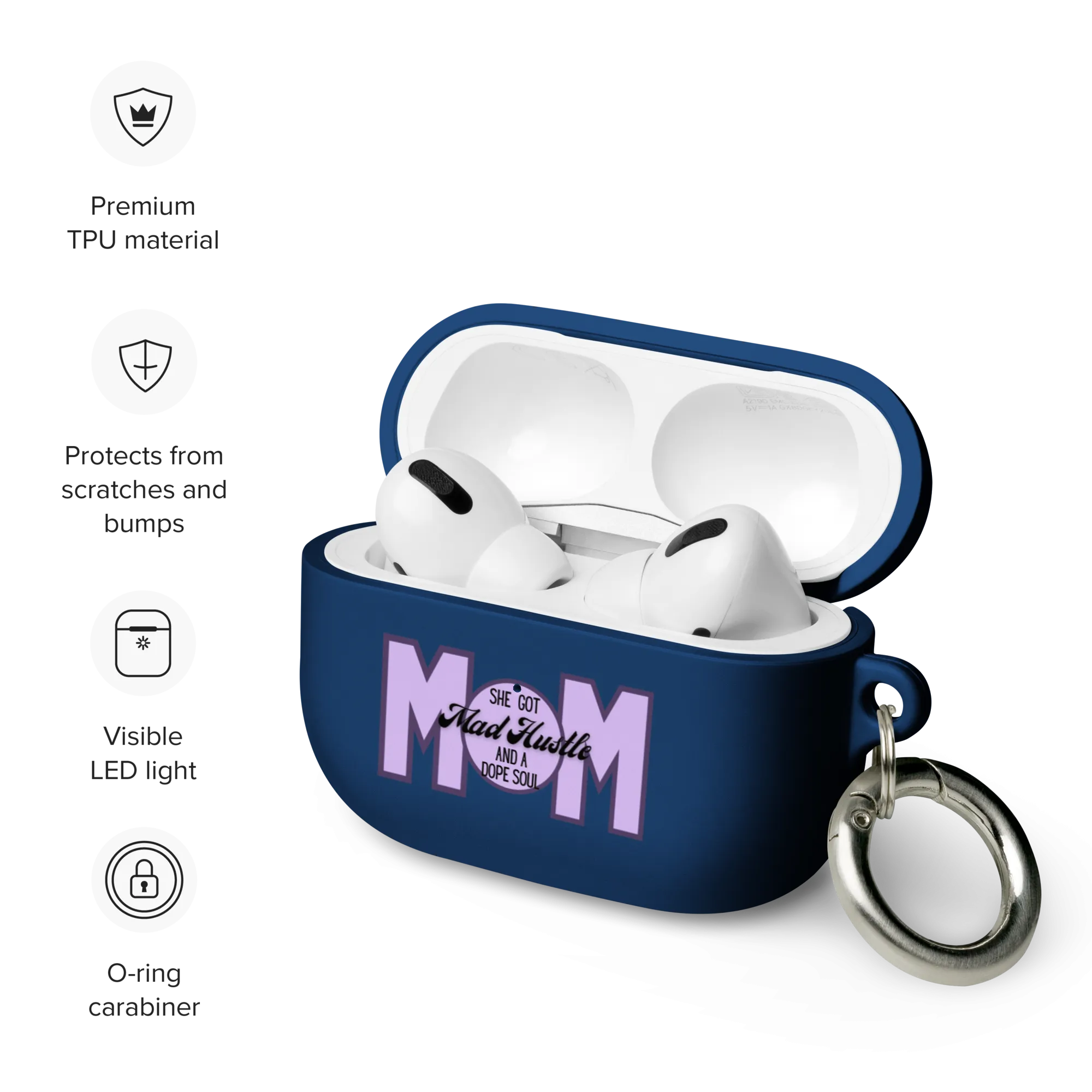 Mom Hustle Rubber Case for AirPods® by laurameghan