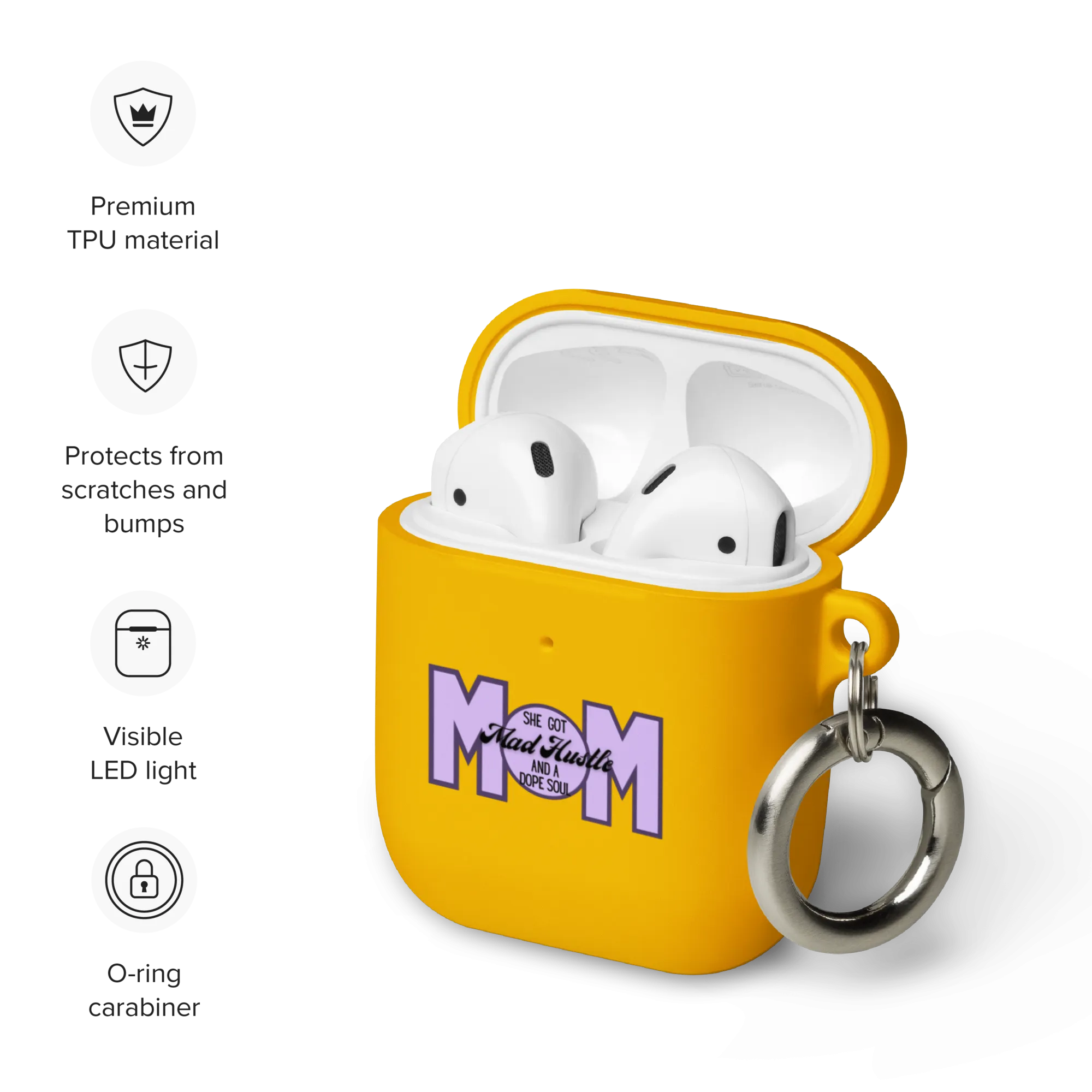 Mom Hustle Rubber Case for AirPods® by laurameghan