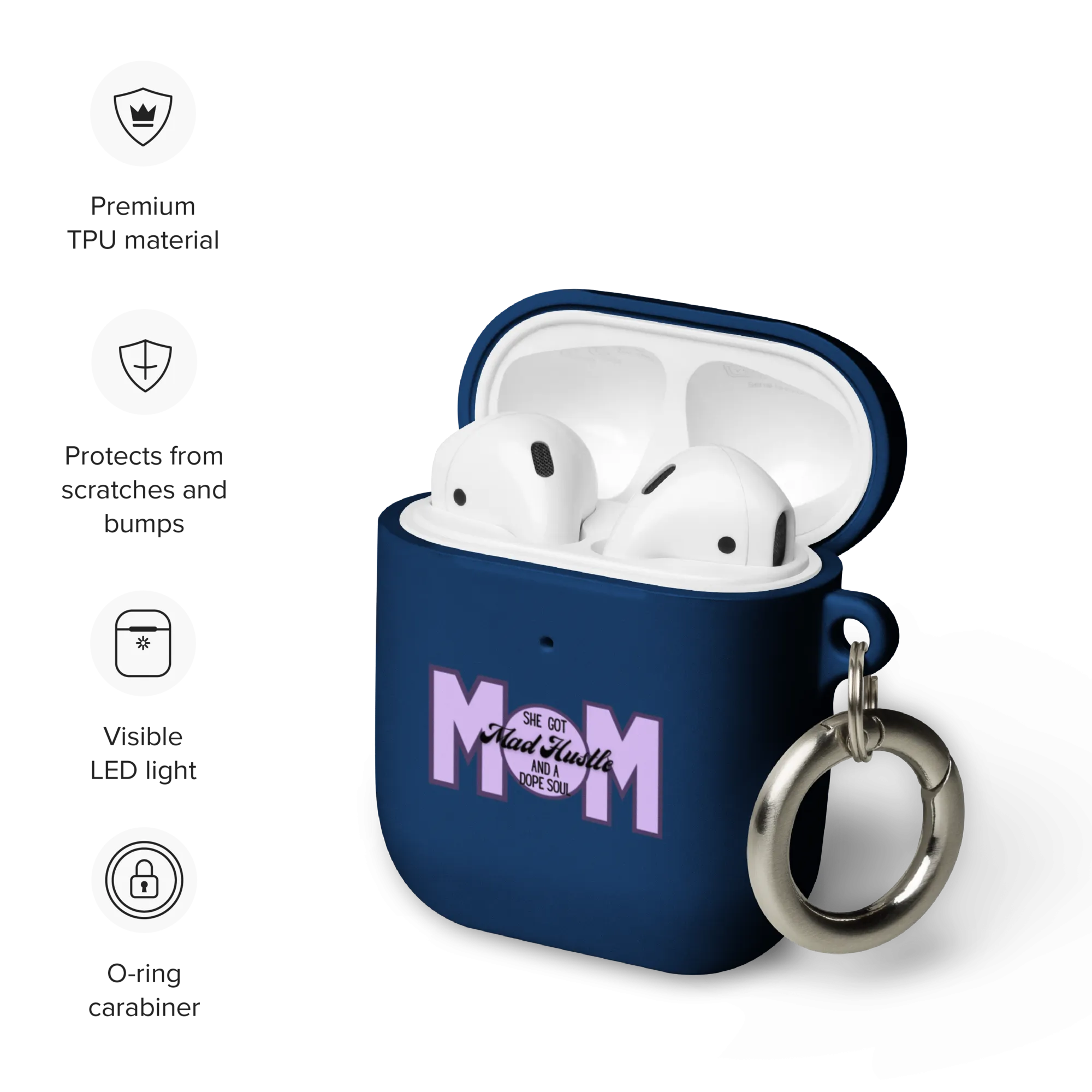 Mom Hustle Rubber Case for AirPods® by laurameghan