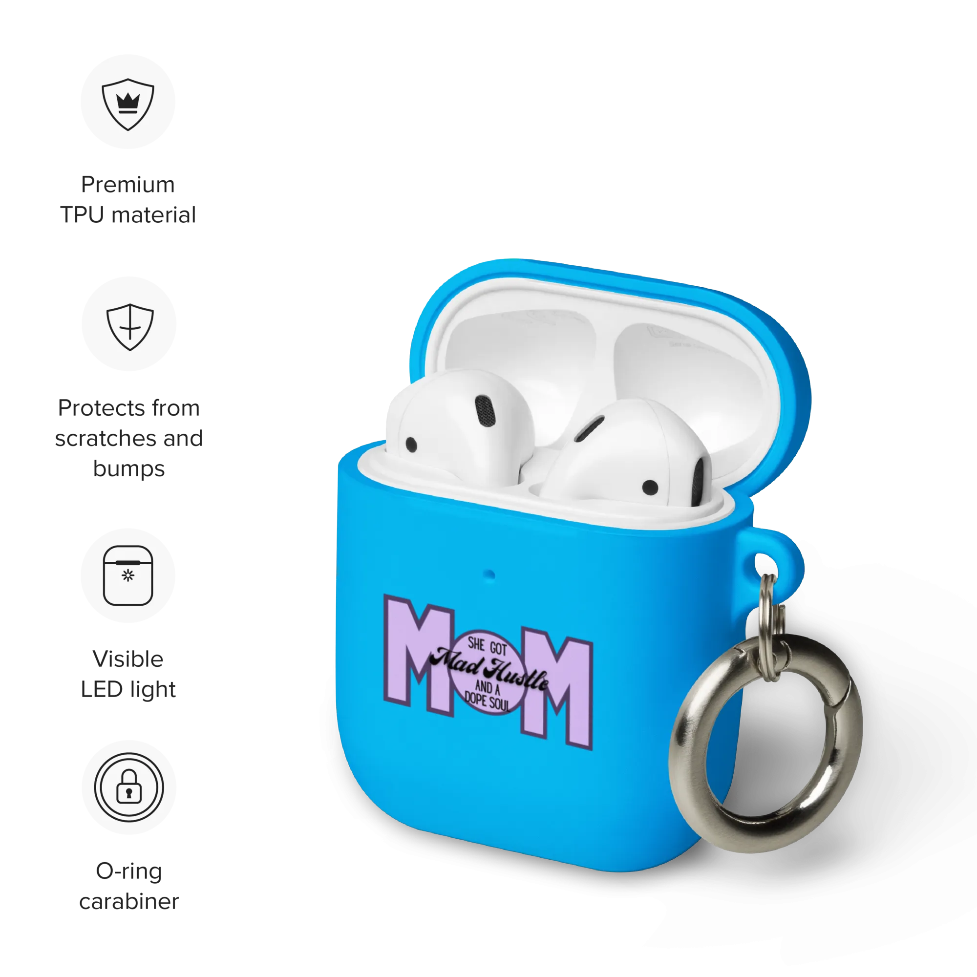 Mom Hustle Rubber Case for AirPods® by laurameghan