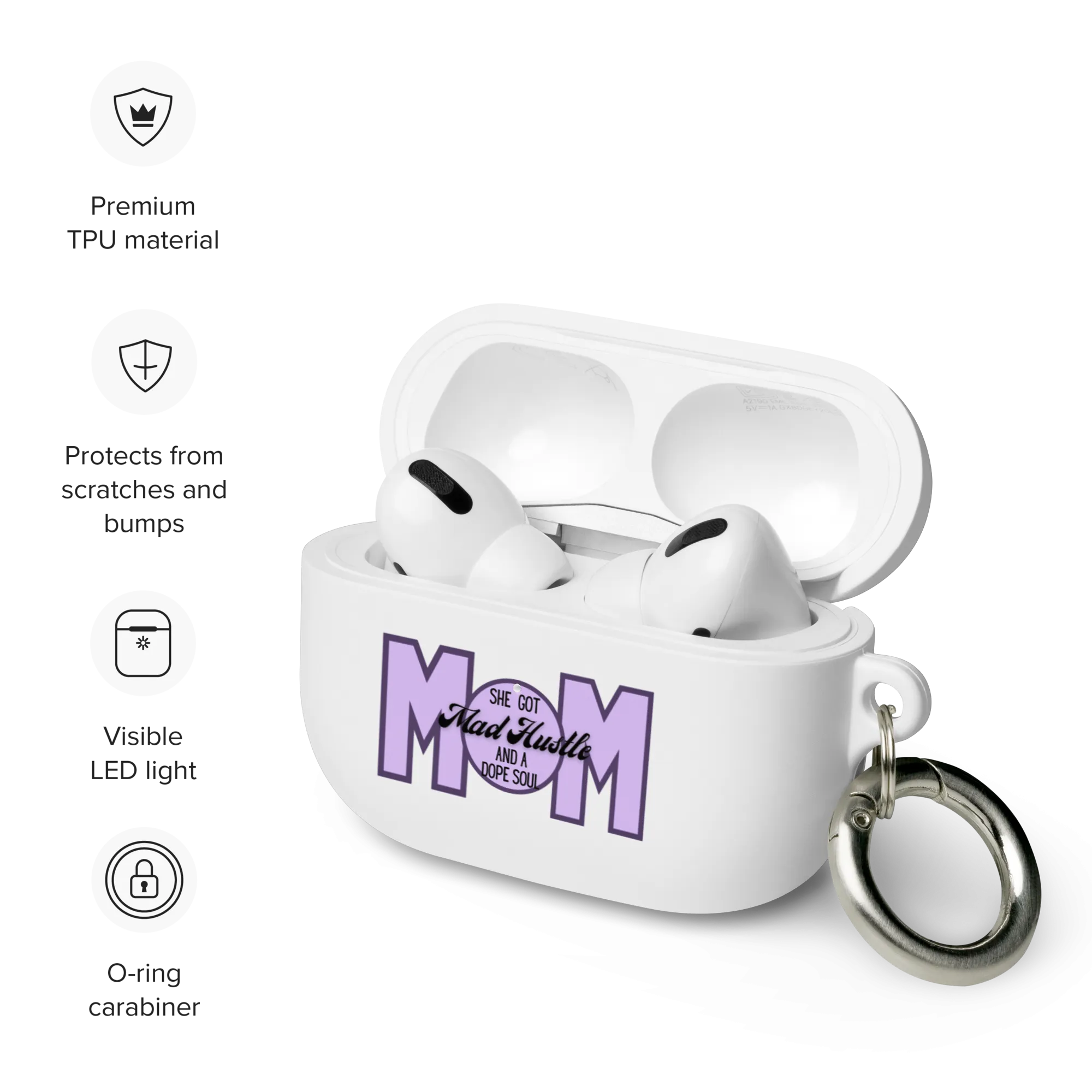 Mom Hustle Rubber Case for AirPods® by laurameghan