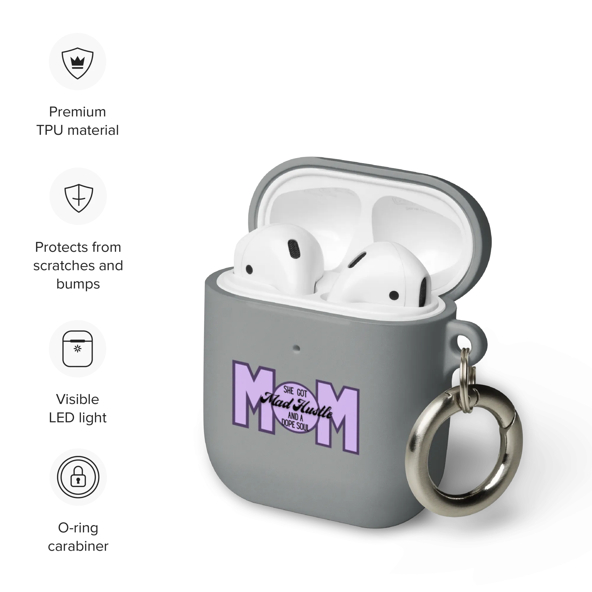 Mom Hustle Rubber Case for AirPods® by laurameghan