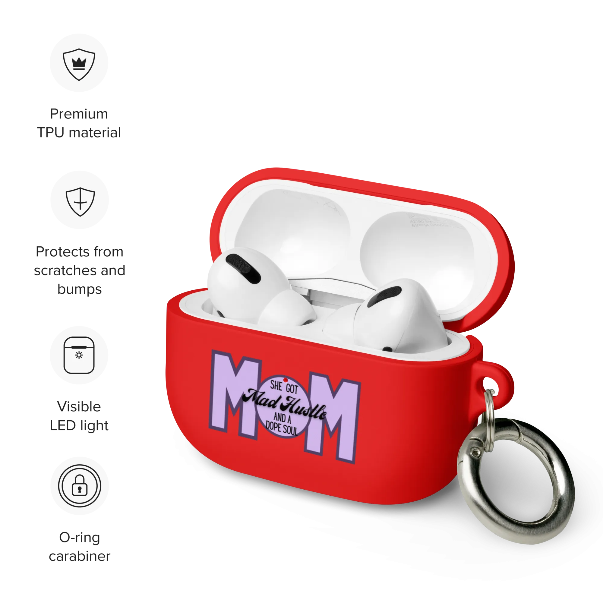 Mom Hustle Rubber Case for AirPods® by laurameghan