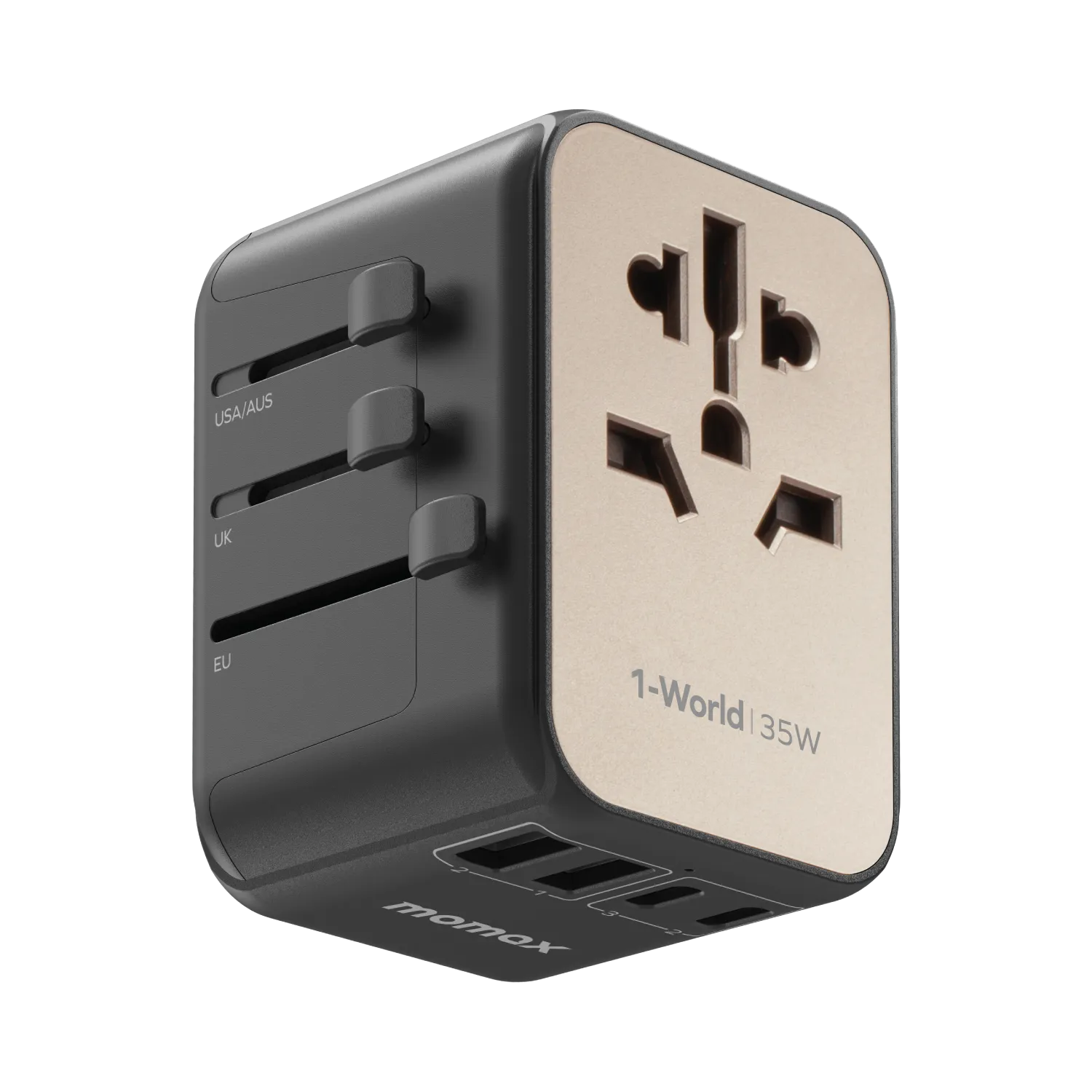 MOMAX 1-World PD 35W 5-Port   AC Charger Universal Travel Adapter