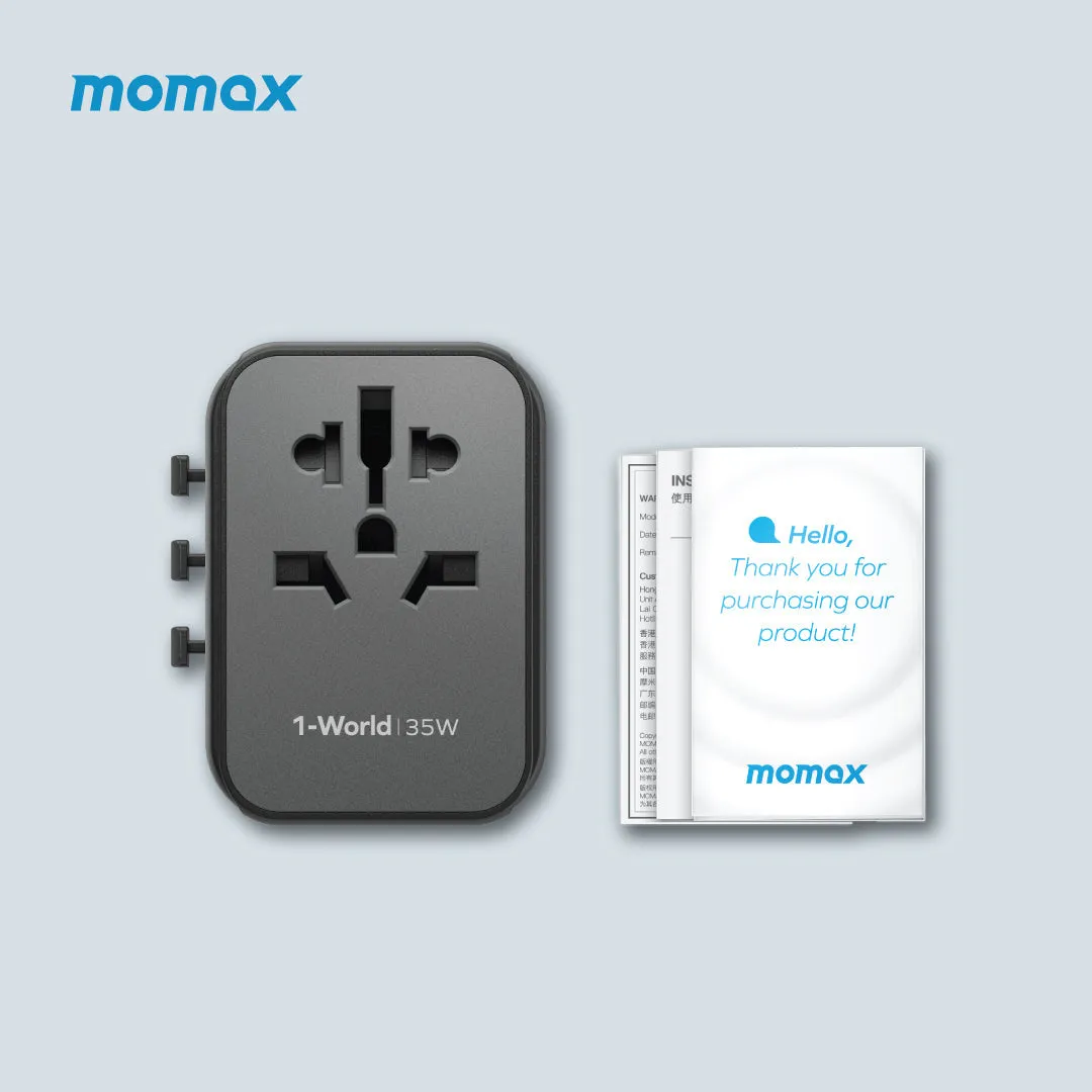 MOMAX 1-World PD 35W 5-Port   AC Charger Universal Travel Adapter