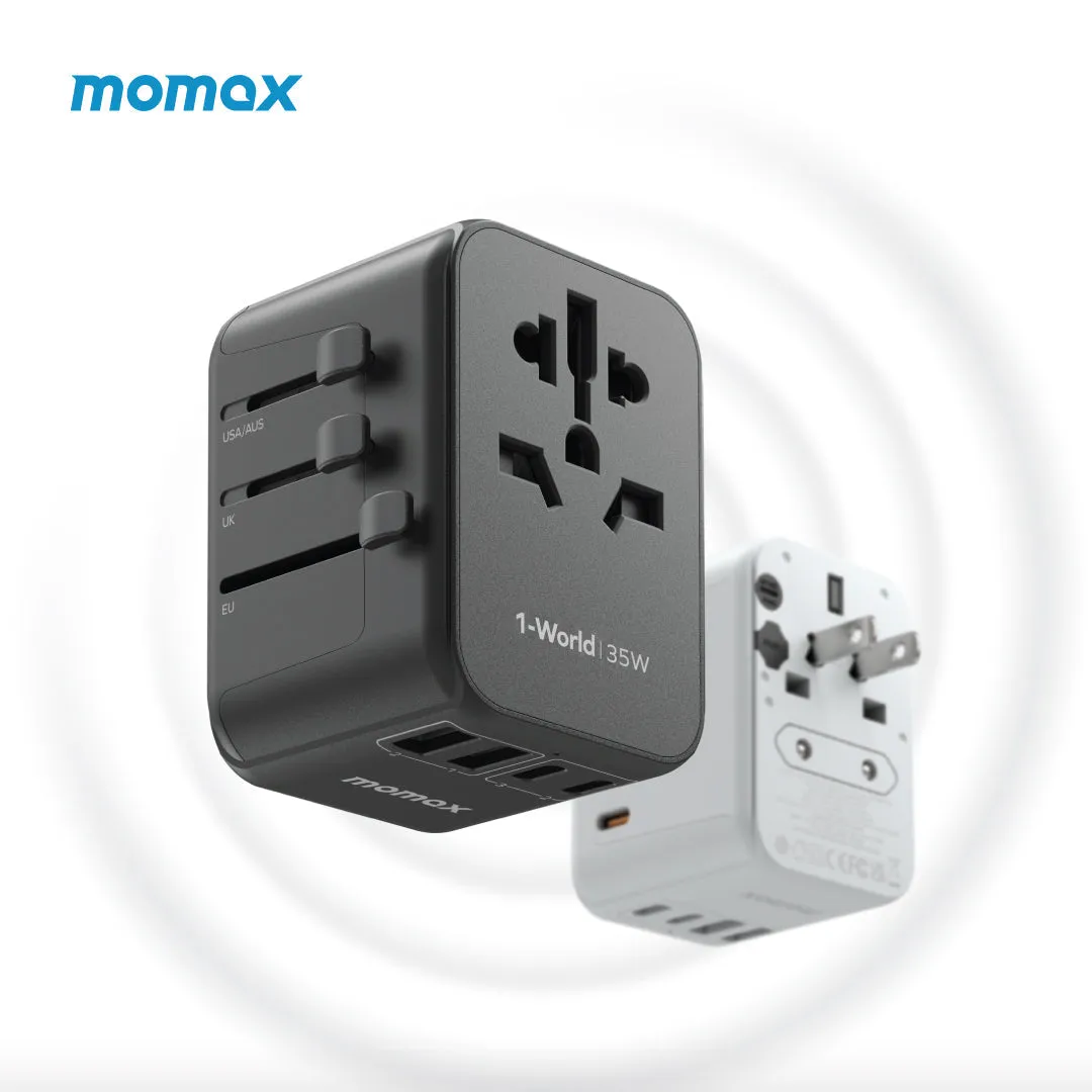 MOMAX 1-World PD 35W 5-Port   AC Charger Universal Travel Adapter