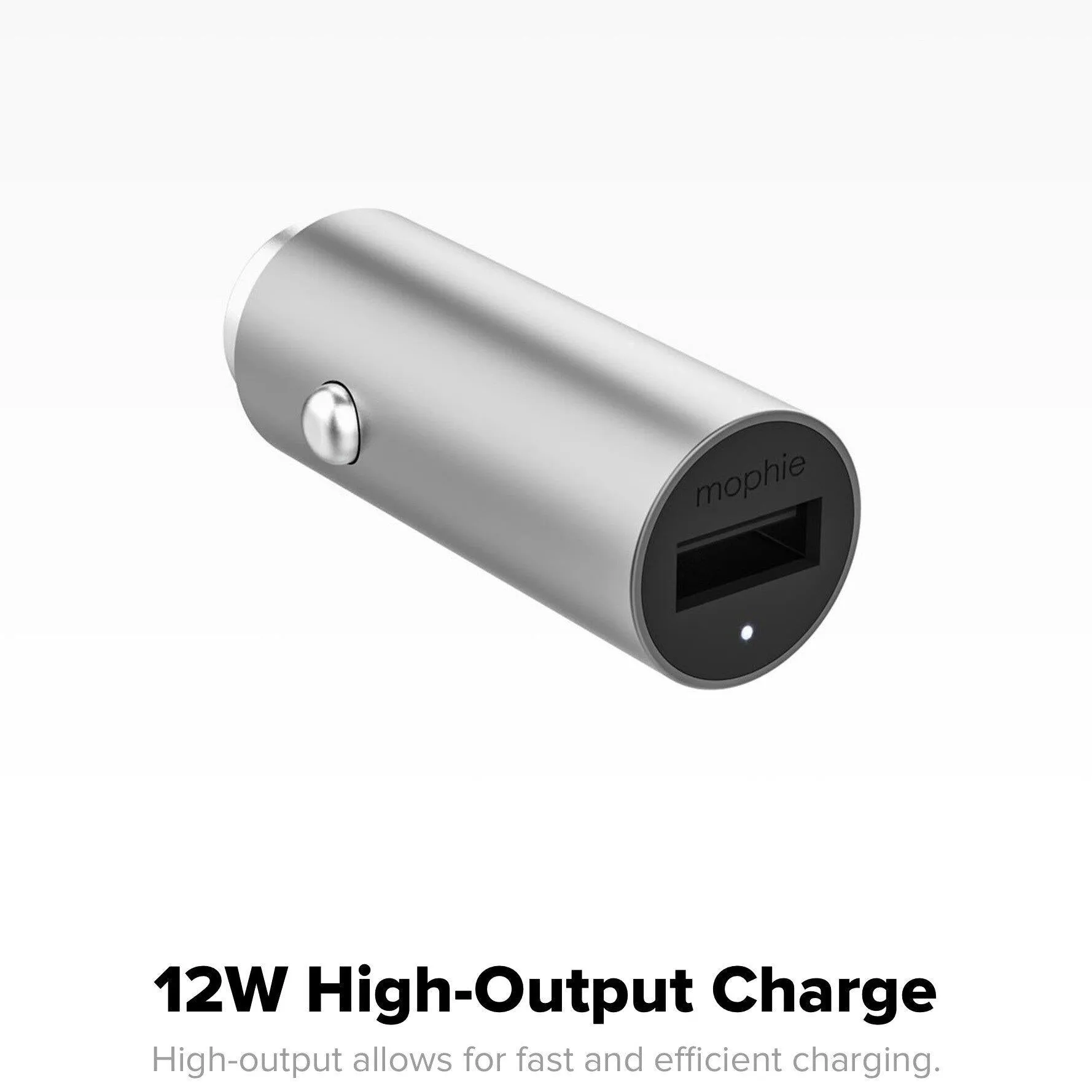 Mophie 12W 2.4 Amp USB A Car Charger Aluminium Silver - 409903473