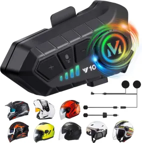 Motorcycle Helmet Speakers High Battery Life Helmet Headphone IPX6 Automatic Answer/Call Music Control/Intelligent Noise/Wake up Siri, 2 Different Types of Mic【Compatible with All Helmets】