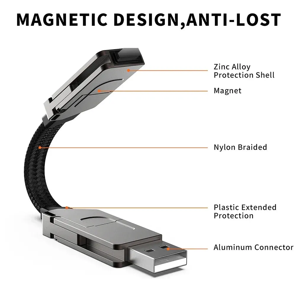 Multi Charging Cable|Short For Travel Portable Magnetic Keyring 4 in 1 Fast Charger