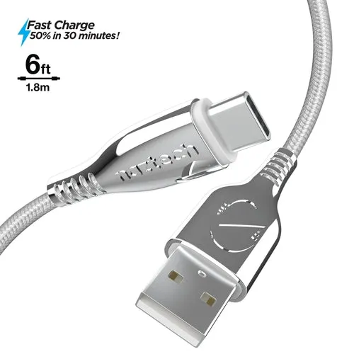 Naztech Titanium USB to USB-C Braided Cable 6ft