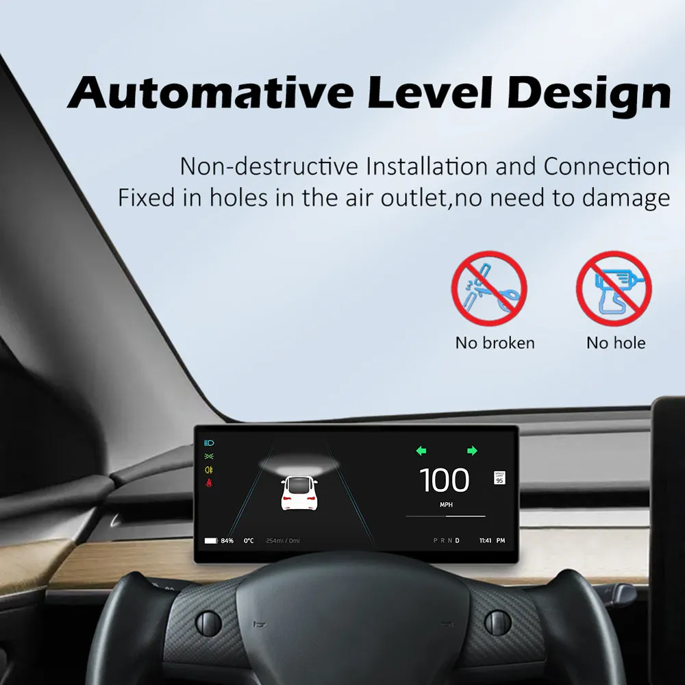 New 9" Carplay Front Camera Smart LCD Dashboard Heads Up Display Tesla Model 3 & Y