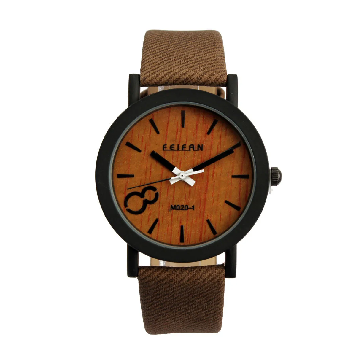 New Fashion Design Simulation Wooden Quartz Men Watches Casual Wooden Color Leather Strap Watch Wood Male Wristwatch Hot Sale