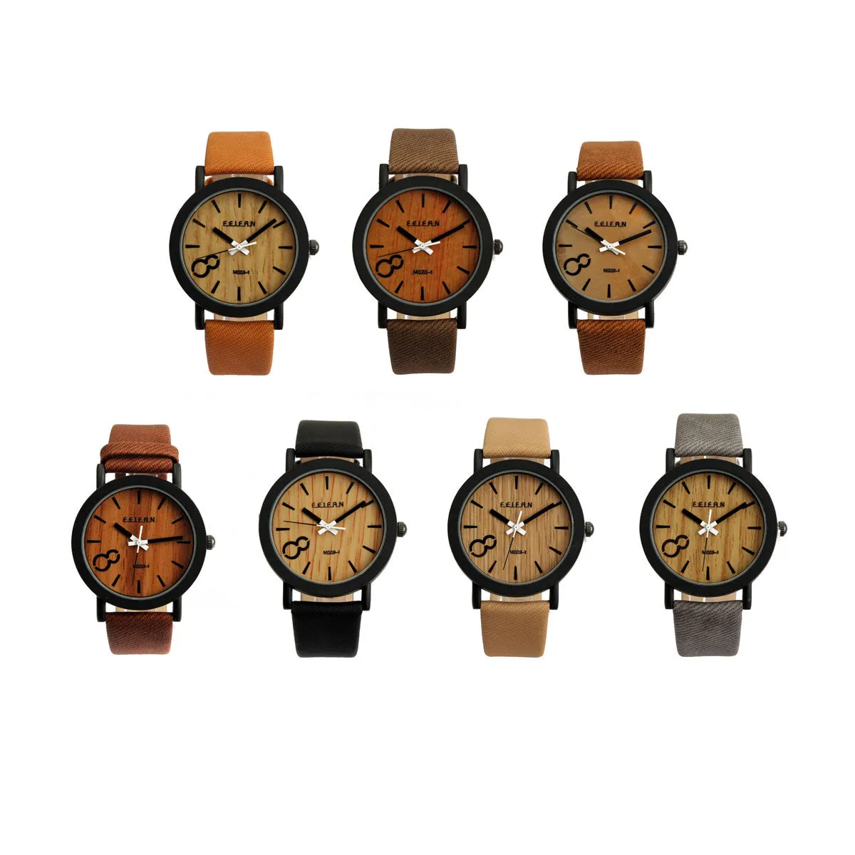 New Fashion Design Simulation Wooden Quartz Men Watches Casual Wooden Color Leather Strap Watch Wood Male Wristwatch Hot Sale