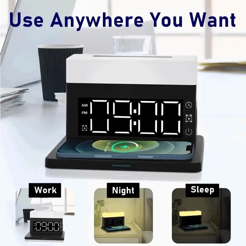 Night Light Alarm Clock Wireless Charger For Iphone 13 12 11 XS Pro