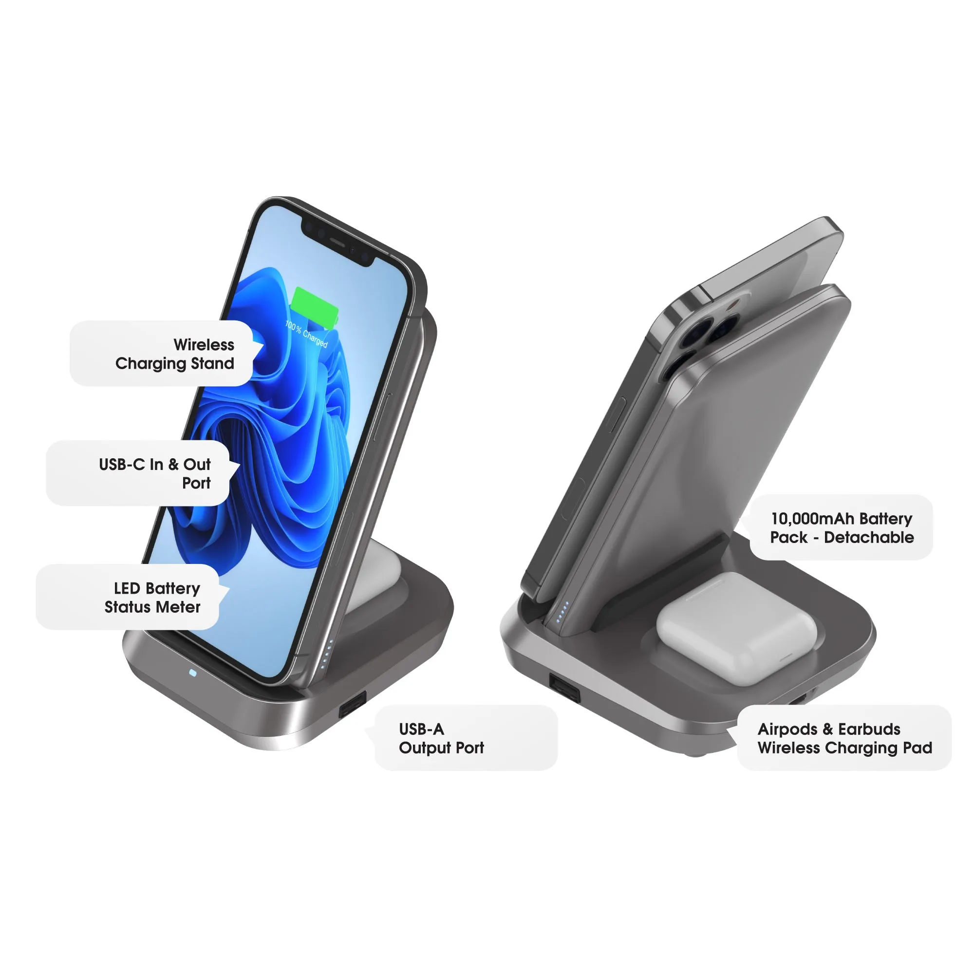 Novo Wireless Battery Pack & Charging Station Station | 10,000mAh