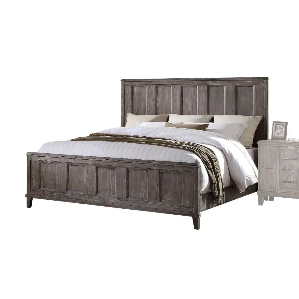 Olive Queen Bed w/Raised Panel Headboard, Oak