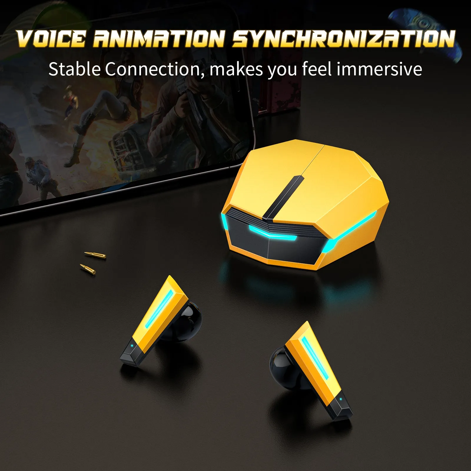 ONIKUMA T32 Bumblebee Gaming Headset, Wireless Bluetooth Earphones