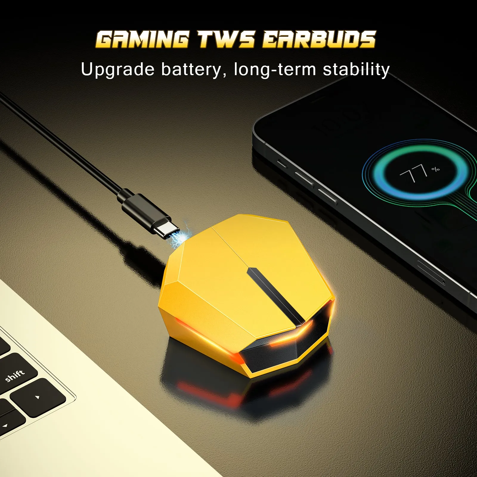 ONIKUMA T32 Bumblebee Gaming Headset, Wireless Bluetooth Earphones