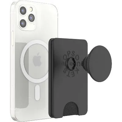 Open Box - PopSockets PopWallet with PopGrip Cell Phone Grip & Stand with MagSafe - Black