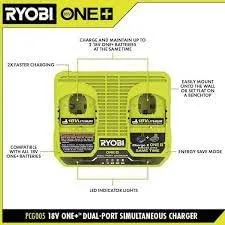 Open Box -  RYOBI 18V ONE  Dual Port 4-Amp Parallel Charger (Tool-Only)