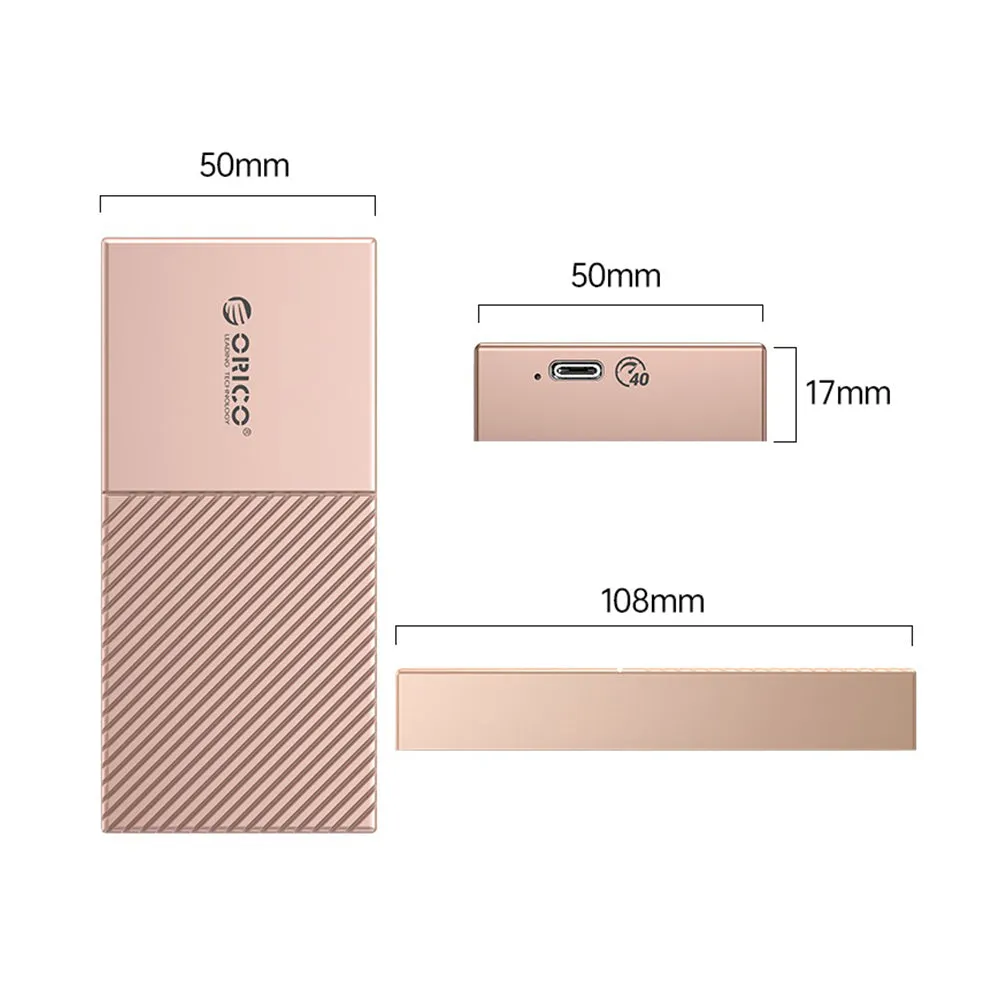 ORICO M.2 NVME SSD External Solid State Drive Enclosure with USB 4.0 Type-C Interface, 40Gbps Transfer Rate, 4TB Max Capacity and UASP TRIM and SMART Functions for Smartphone PC Desktop Laptop | M208C3-U4 | Silver, Gray, Rose Gold