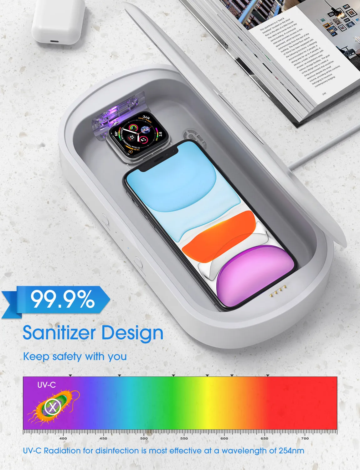 PA206A UV Light Sanitizer with Wireless Charger