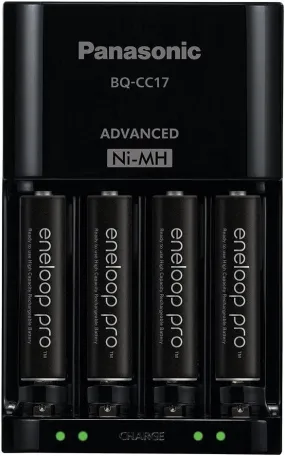 Panasonic eneloop Pro Rechargeable AA Ni-MH Batteries with Charger (2550mAh, 4-Pack)