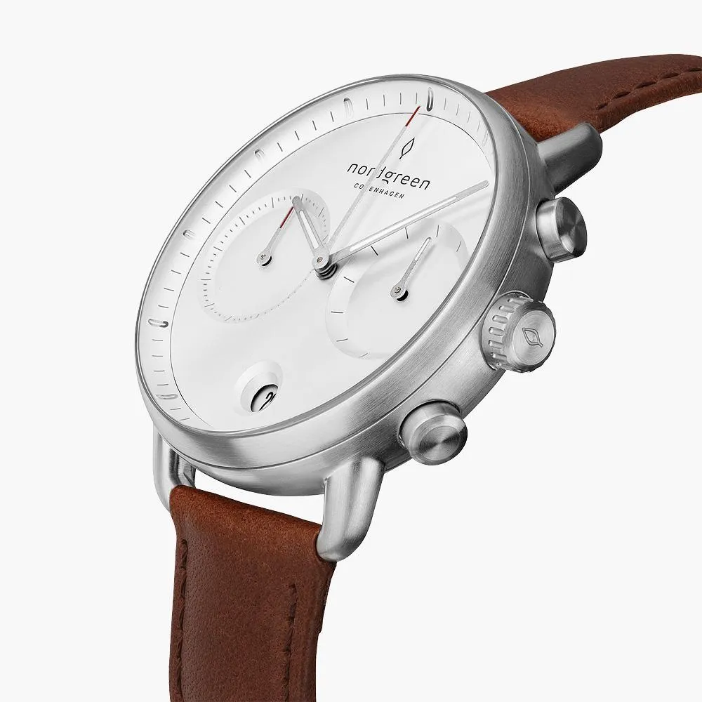 Pioneer | White Dial - Brown Vegan Leather