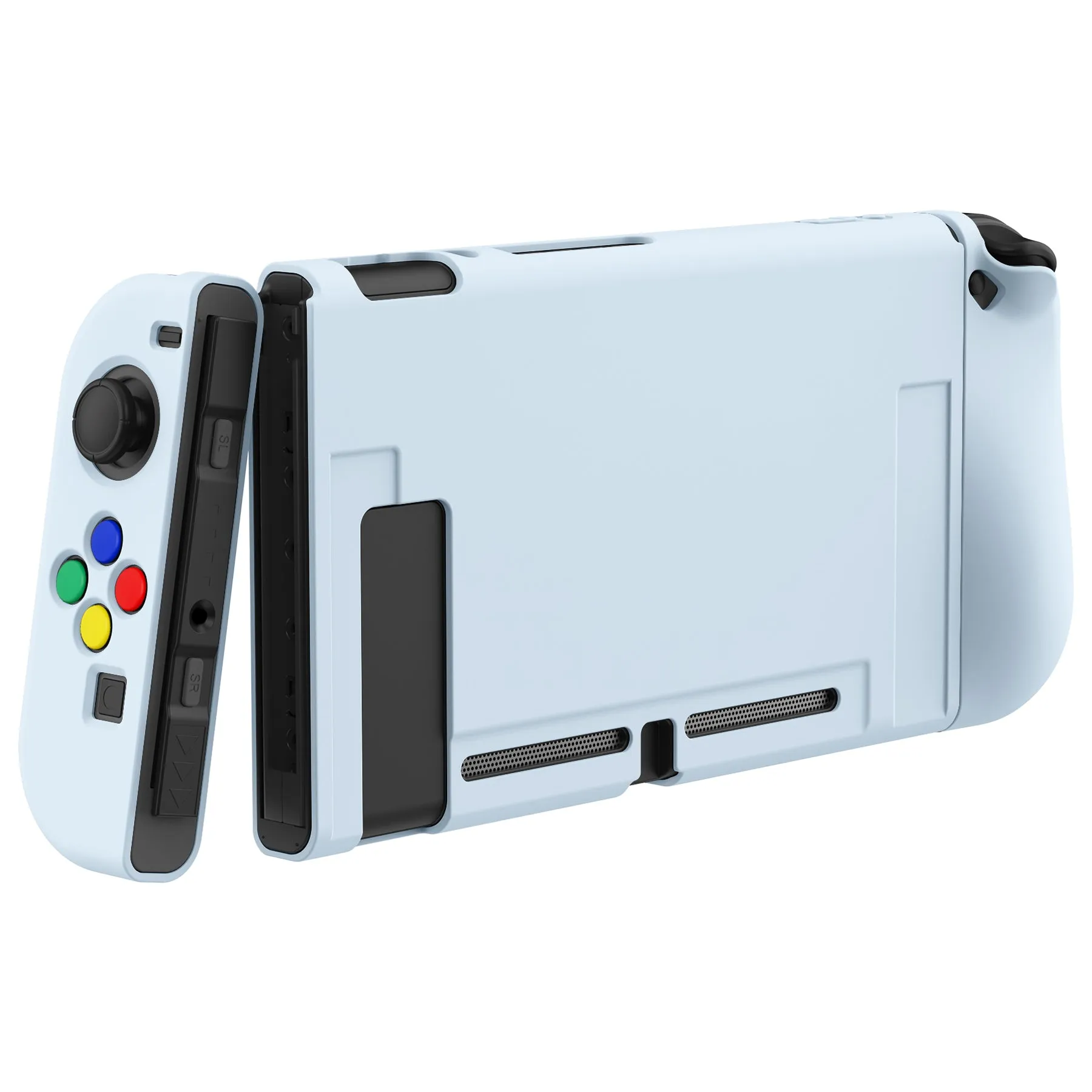 PlayVital Sky Blue Protective Case for NS Switch, Soft TPU Slim Case Cover for NS Switch Joy-Con Console with Colorful ABXY Direction Button Caps - NTU6038G2