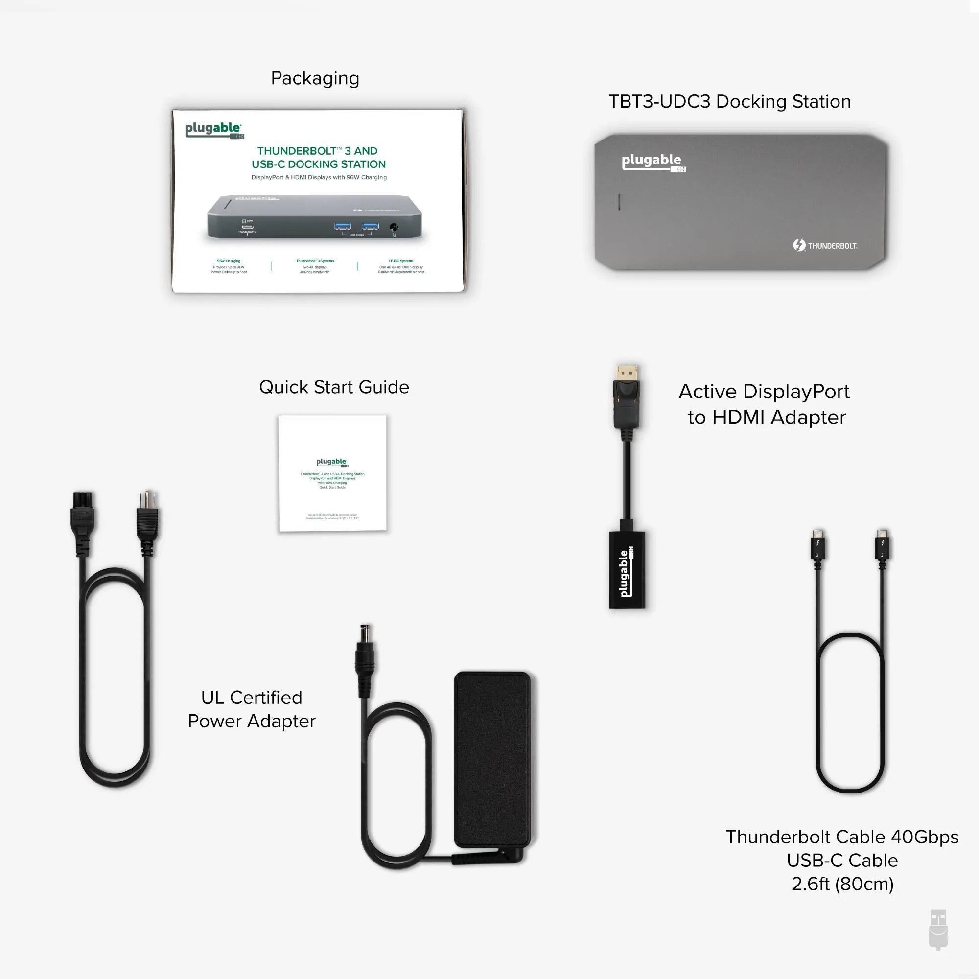 Plugable Thunderbolt™ Docking Station, Dual HDMI with DisplayPort, 96W Charging