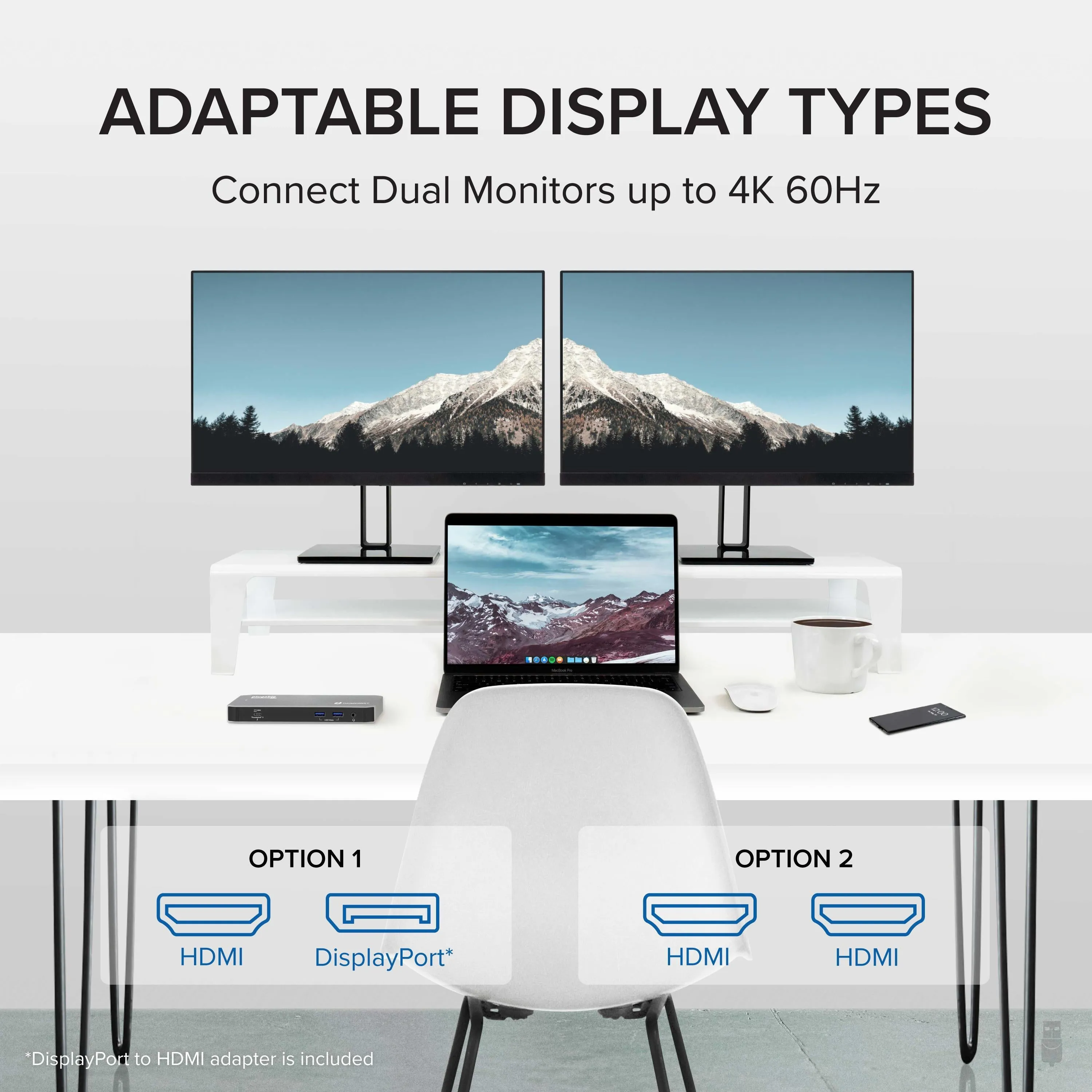 Plugable Thunderbolt™ Docking Station, Dual HDMI with DisplayPort, 96W Charging