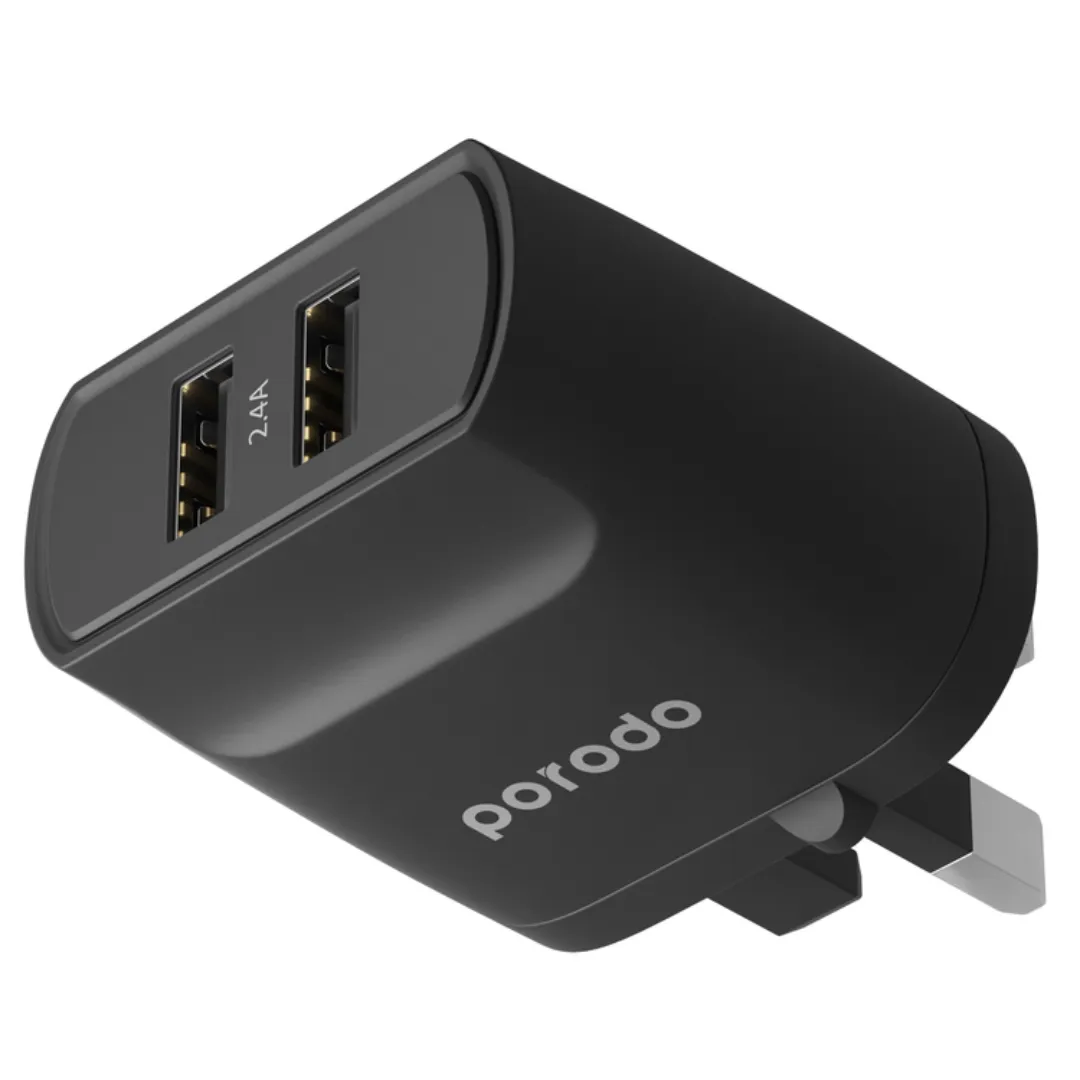 PORODO blue DUAL PORT WALL CHARGER 2.4A CODE D