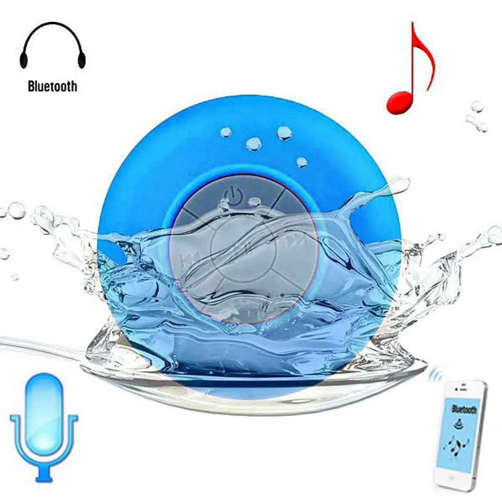 Portable Subwoofer Shower Waterproof Wireless Bluetooth Speaker Car Handsfree Receive Call Music Suction Mic For iPhone Samsung Phones