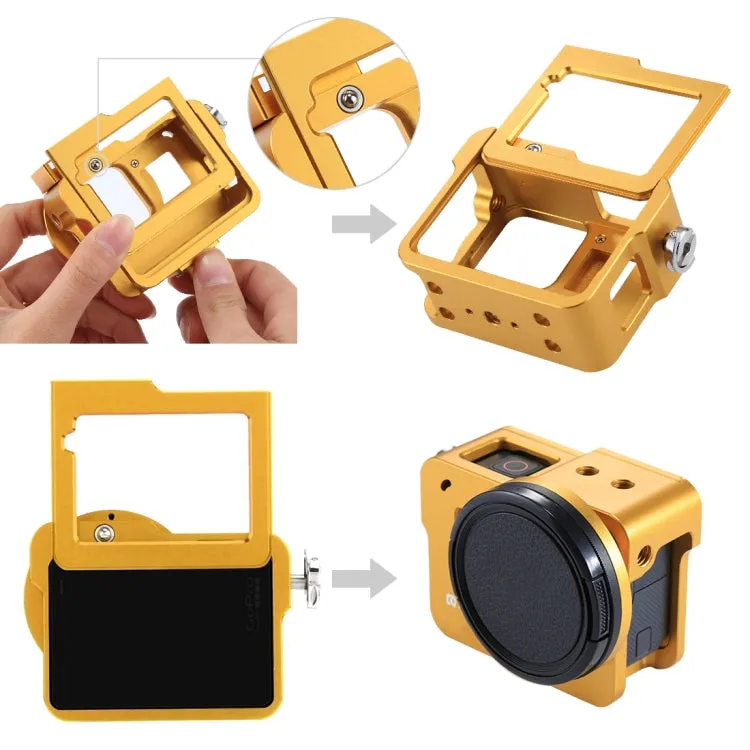 PULUZ Housing Shell CNC Aluminum Alloy Protective Cage with Insurance Frame & 52mm UV Lens for GoPro HERO(2018) /7 Black /6 /5(Gold)