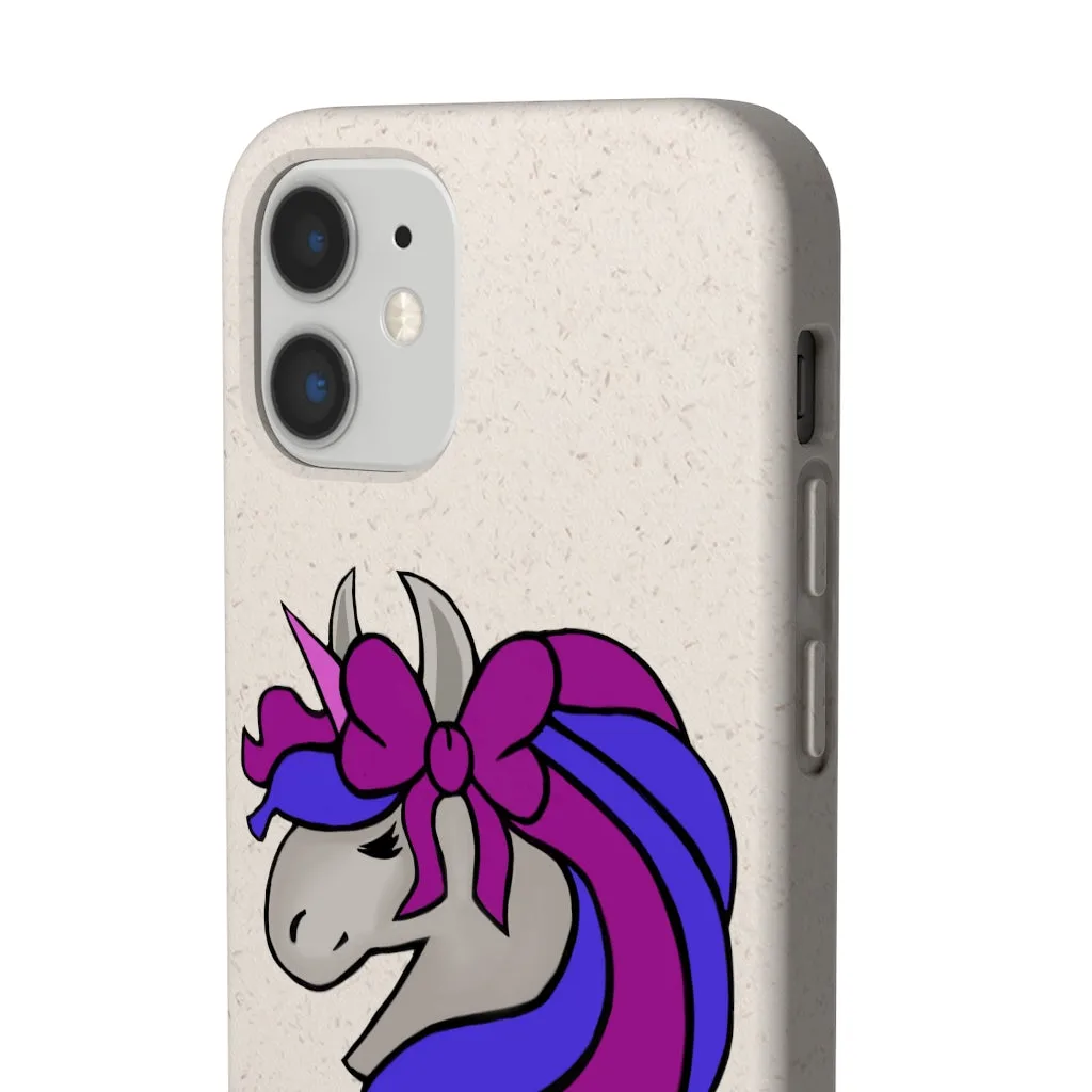 Purple Blue Unicorn Head Biodegradable Case