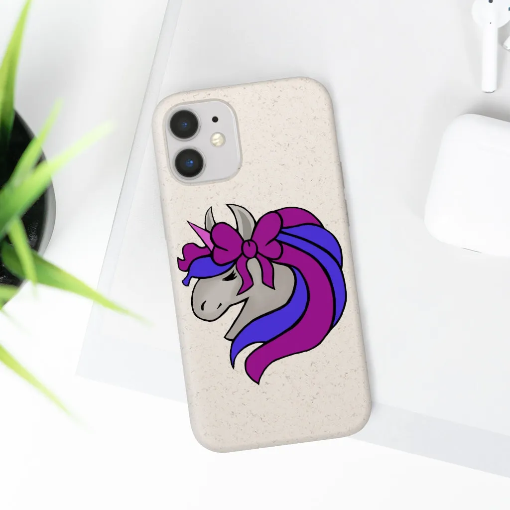 Purple Blue Unicorn Head Biodegradable Case