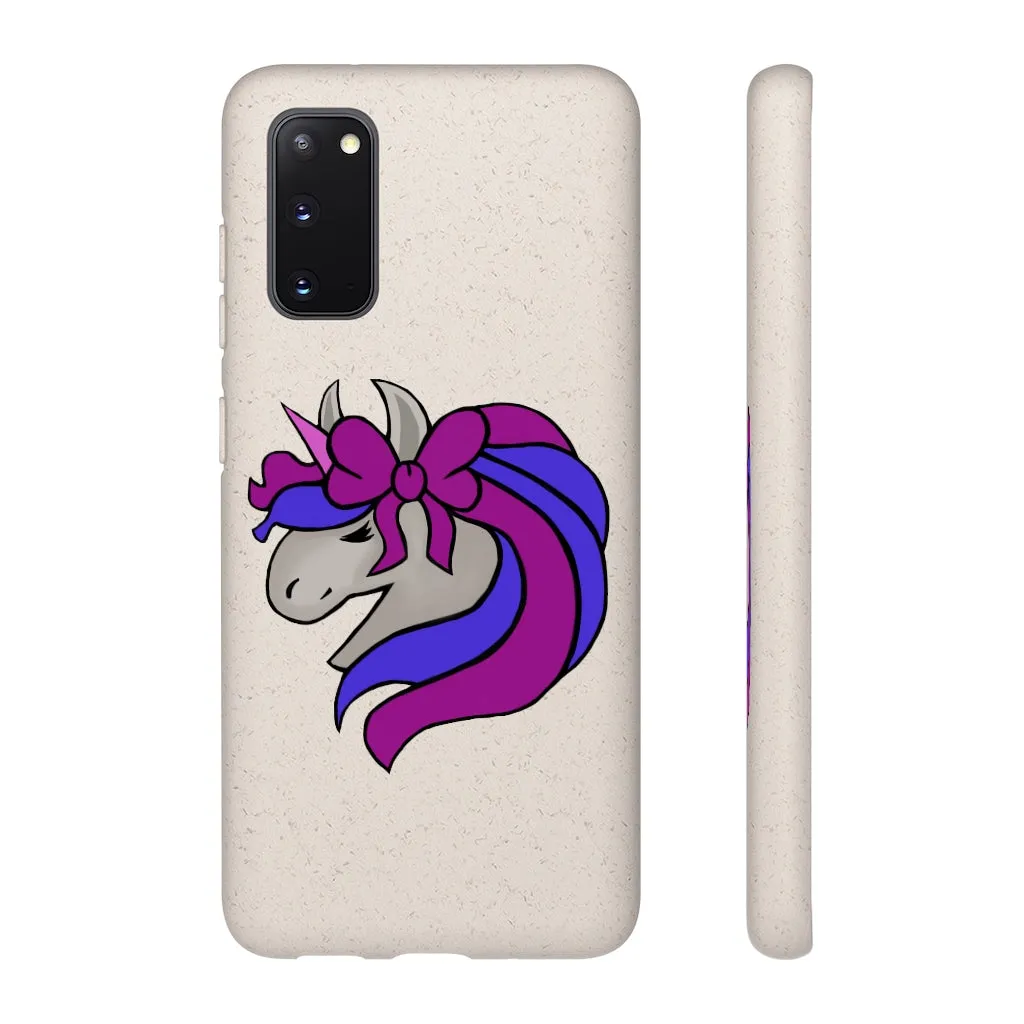 Purple Blue Unicorn Head Biodegradable Case