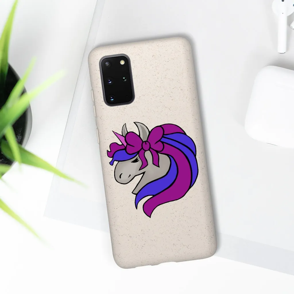 Purple Blue Unicorn Head Biodegradable Case