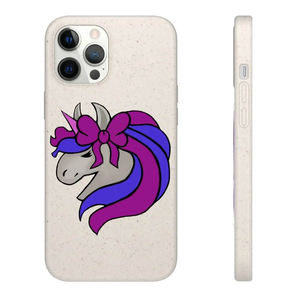 Purple Blue Unicorn Head Biodegradable Case