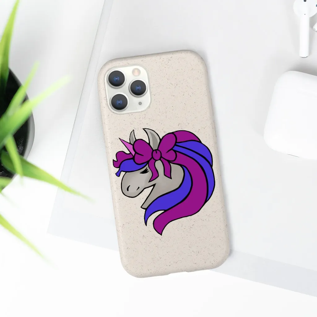 Purple Blue Unicorn Head Biodegradable Case