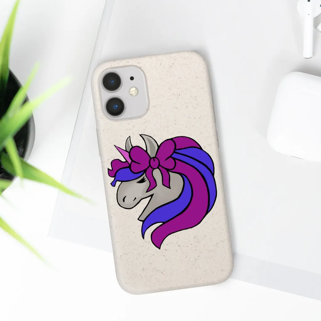 Purple Blue Unicorn Head Biodegradable Case