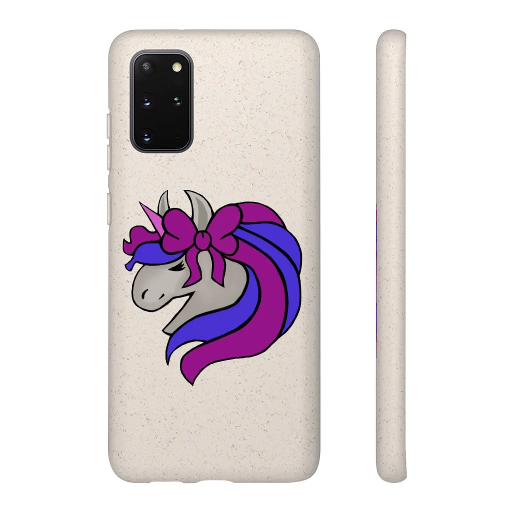 Purple Blue Unicorn Head Biodegradable Case