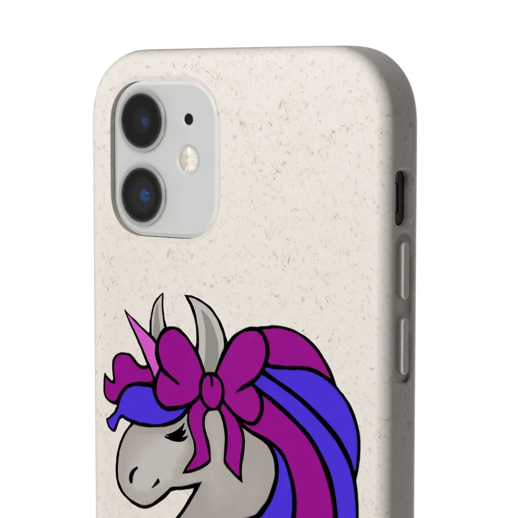 Purple Blue Unicorn Head Biodegradable Case